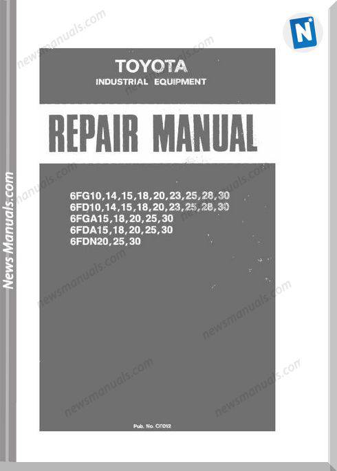 Toyota Forklift 6Fg-Fga-Fd-Fda-Fdm10-30 Repair Manual