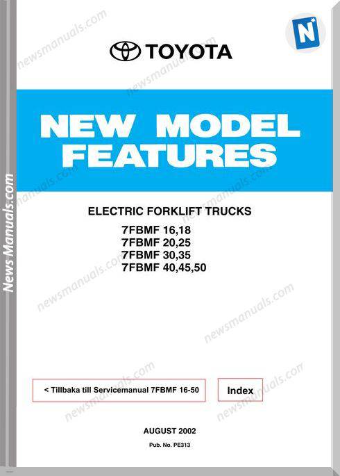 Toyota Forklift 7Fbmf-Nmf Models Service Manual
