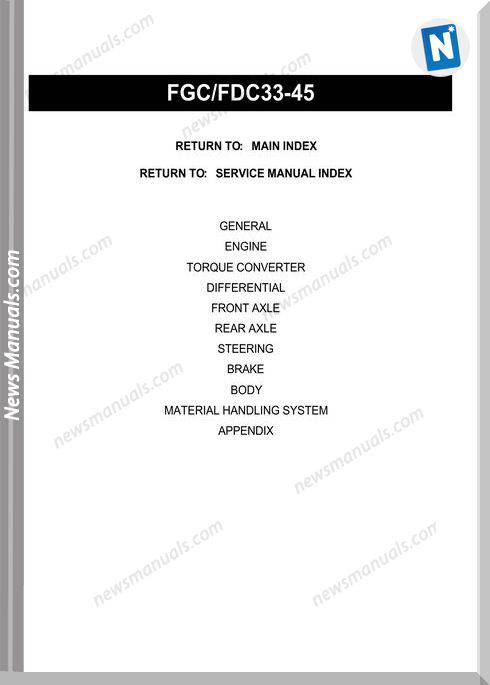Toyota Forklift Bt Fgc33-45 Fdc33-45 Service Manual