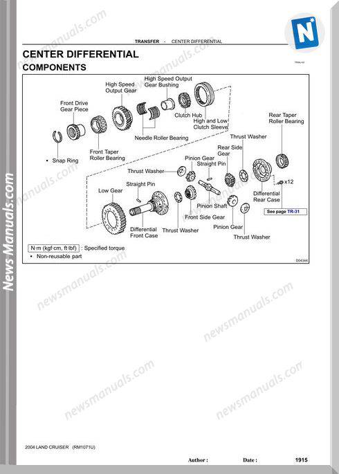 Toyota Land Cruiser 1998 2007 Transfer Repair Manual