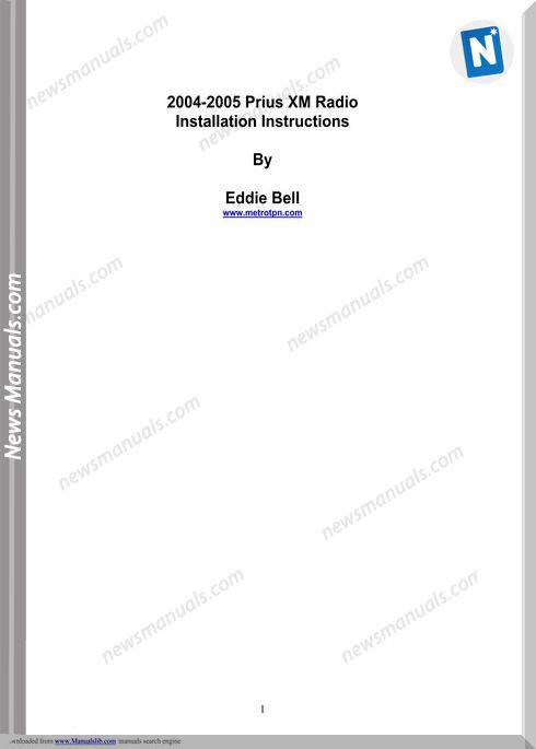 Toyota Prius 2004 Installation Instructions Manual