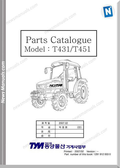 Tym T431 T451 Models Parts Catalog