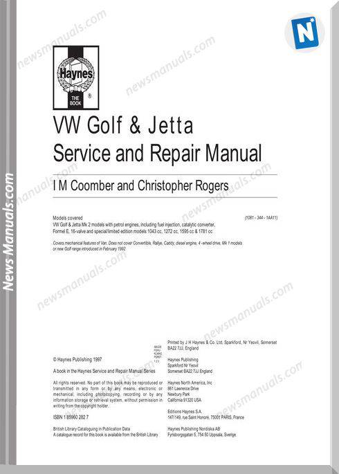 Volkswagen Golf Jetta Service And Repair Manual