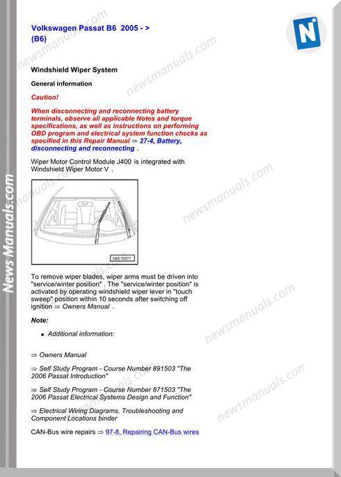Volkswagen Training 871503 The 2006 Passat Electrical