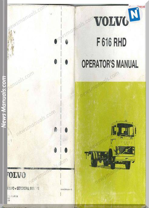 Volvo F 616 Rhd Right Hand Drive Operators Manual