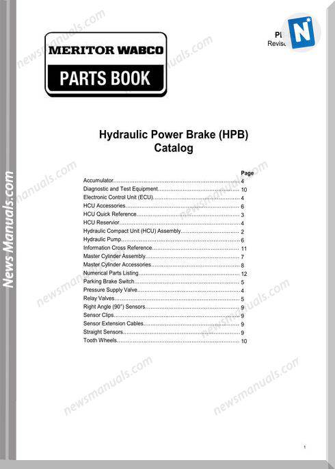 Wabco Hydraulic Power Brake Hpb Pc Parts Catalogue