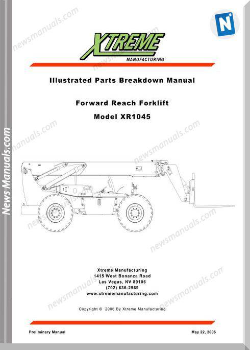 Xtreme Forward Reach Forklift Xr1045 Parts Manual