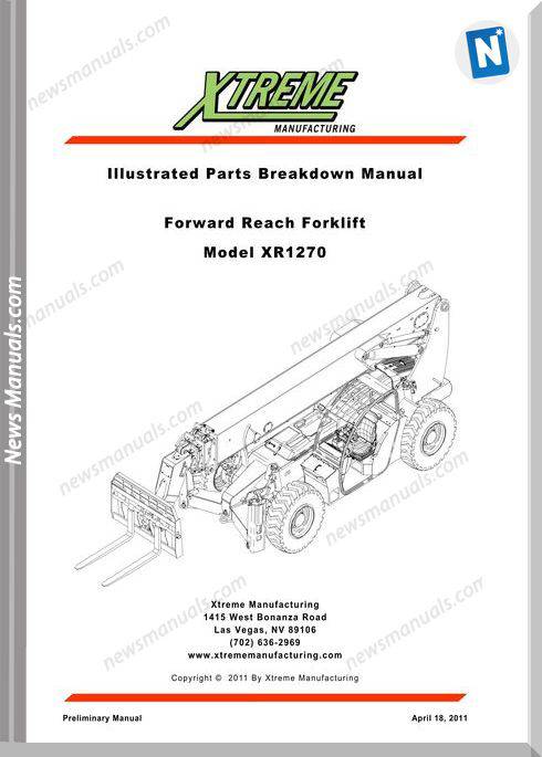 Xtreme Forward Reach Forklift Xr1270 Parts Manual