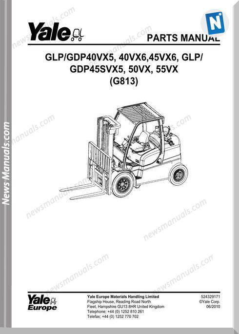 Yale Forklift 524329171-[G813E-40-55Vx]-Y-Part Manual