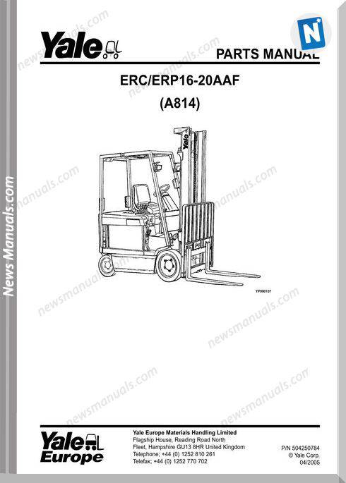 Yale Forklift Aaf (A814) 504250784 Y-Pm-En Part Manual