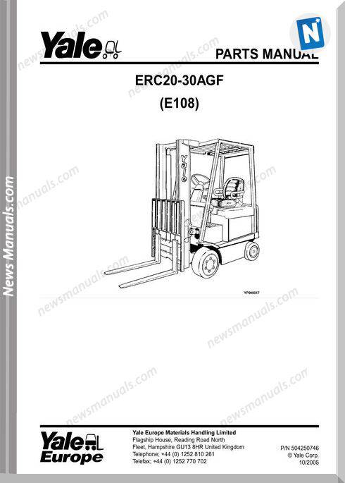 Yale Forklift Agf E108 504250746 Models Part Manual