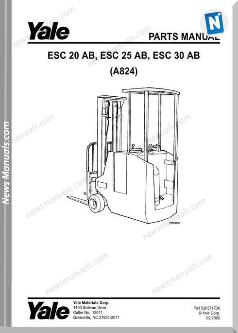 Yale Forklift Esc-Ab-20-25-30 (A824) Parts Manual