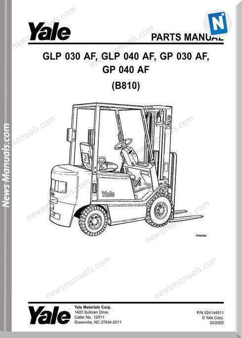 Yale Forklift Glp 030 Af 040 Af 040 0B810 Part Manual