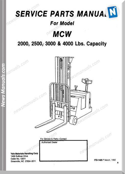 Yale Mcw 2000,2500,3000,4000 Albright Parts Manual