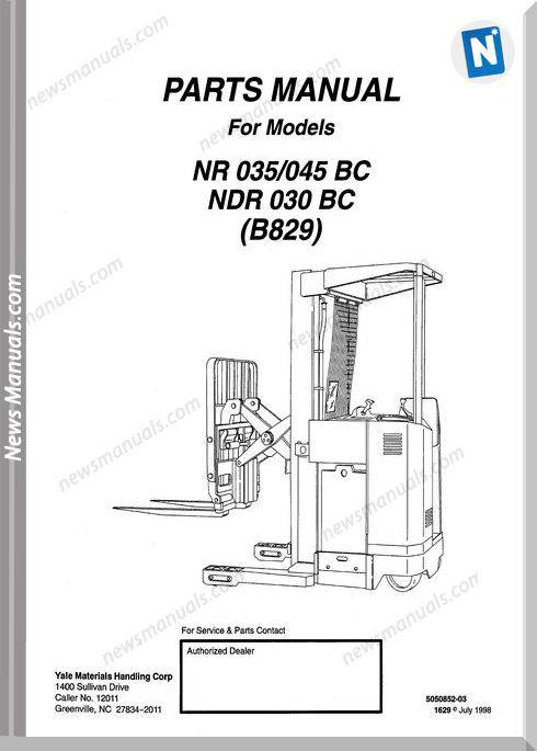 Yale Nr 035-045 Bc Ndr 030 Bc (B829) Parts Manual