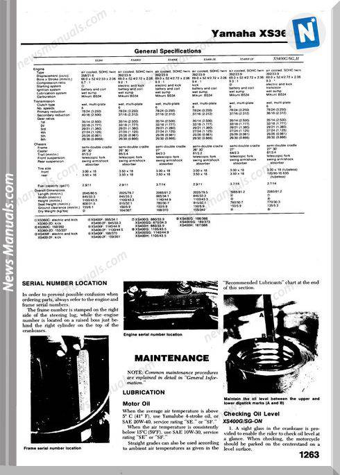 Yamaha Xs360 400 76 82 Service Manual