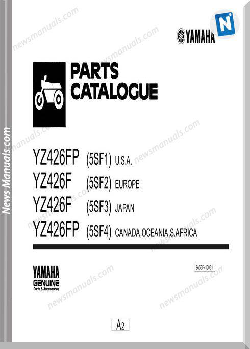 Yamaha Yz426 Parts Catalogue