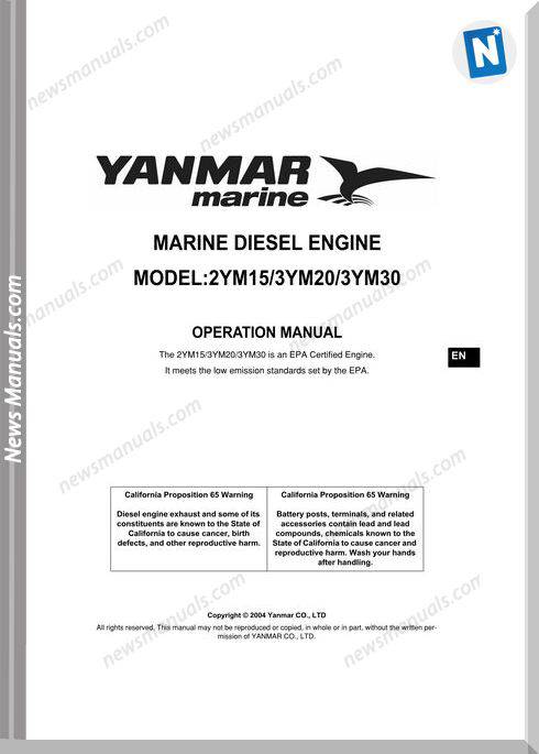 Yanmar 3Ym30 3Ym20 2Ym15 Engine Operation Manual