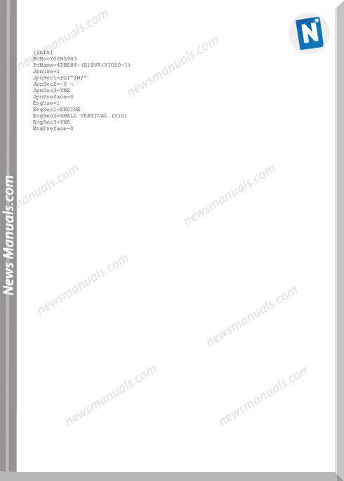 Yanmar Engine 4Tne88-(E)Bva(Vio50-1)Parts Catalog