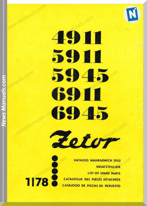 Zetor 4911-5911-5945-6911-6945 Parts Catalogue 01.78