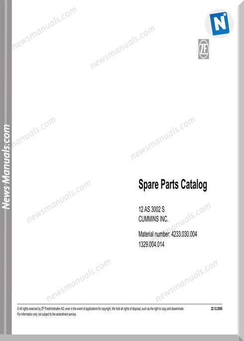 Zf 12As-3002 S 4233 030 004-2008 Spare Parts Catalog