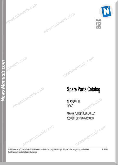 Zf 16As-2601-It 1328 040 035-2005 Spare Parts Catalog