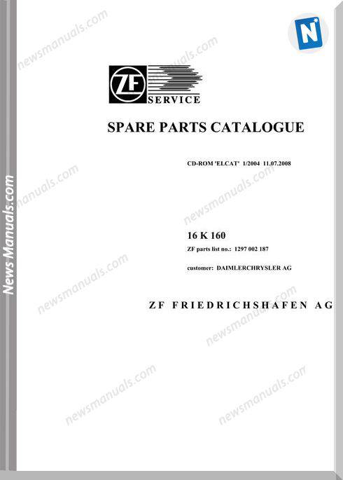 Zf 16K-160-1297 002 187-2008 Spare Parts Catalogue