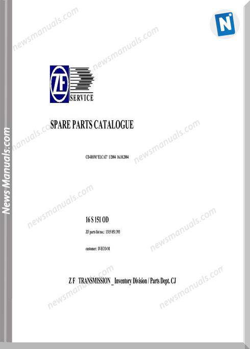 Zf 16S-151 Od-1315 051 393-2004 Spare Parts Catalog