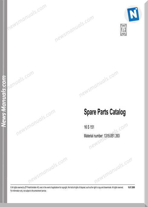 Zf 16S-151 Od-1315 051 393-2009 Spare Parts Catalog