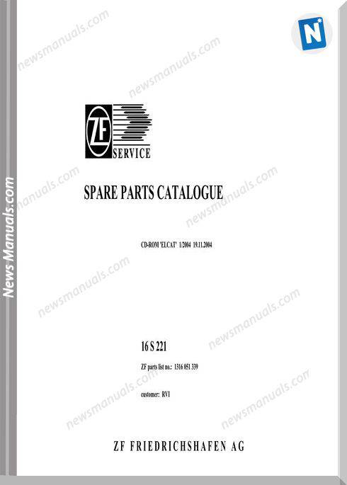 Zf 16S-221-1316 051 339-2004 Spare Parts Catalog