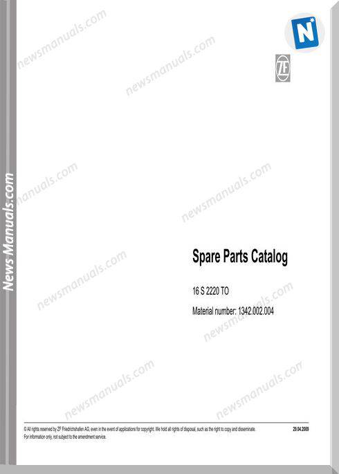 Zf 16S-2220 To 1342 002 004-2009 Spare Parts Catalog