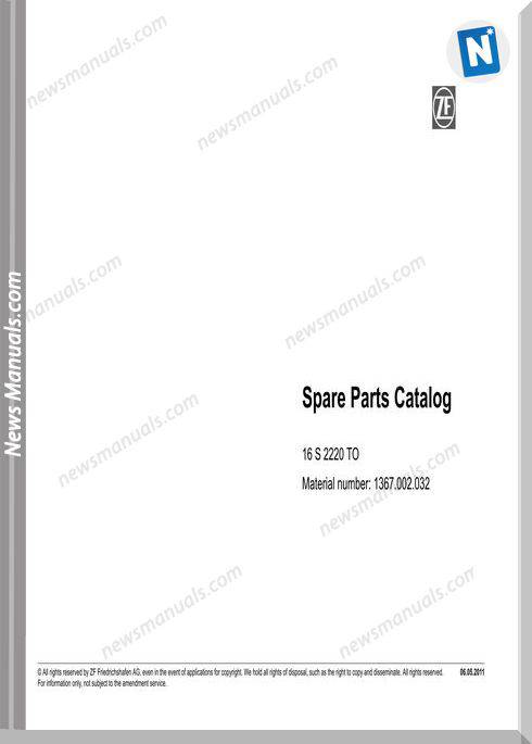 Zf 16S-2220 To 1367 002 032-2011 Spare Parts Catalog
