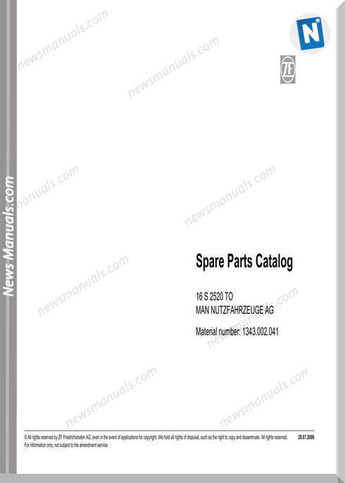 Zf 16S-2520 To 1343 002 041-2009 Spare Parts Catalog