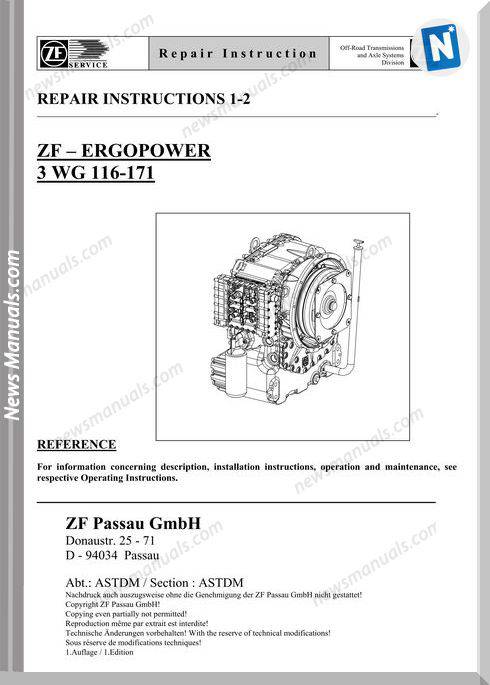 Zf 3Wg 116 171 Models Repair Manual