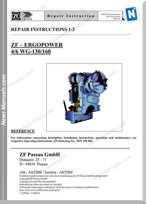 Zf 4 6 130 160 E Repair Manual