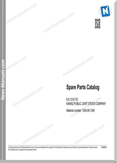 Zf 9 S 1310 Transmission Spare Parts Catalog