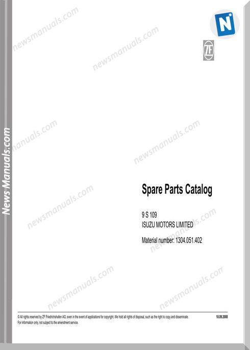 Zf 9S109 1304 051 402 Spare Parts Catalog