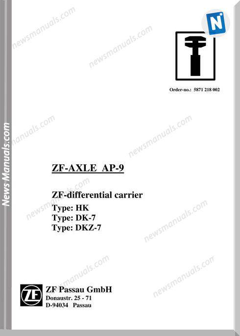 Zf-Axle Ap-9 Hk Dk-7 Dkz-7 Repair Manual
