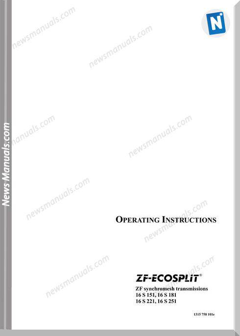 Zf Ecosplit 2001 Operating Instruction