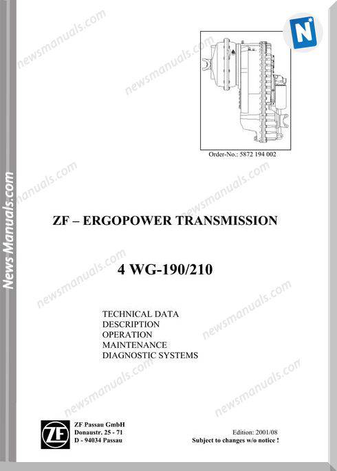 Zf Ergopower Transmission 4 Wg-190,210 Service Training